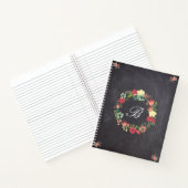 Carnet Couronne florale sur Monogramme de tableau noir (Intérieur)