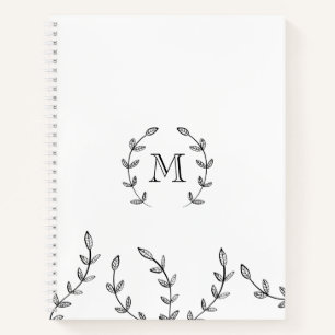 Carnet Couronne minimaliste noir et blanc - Monogramme pe