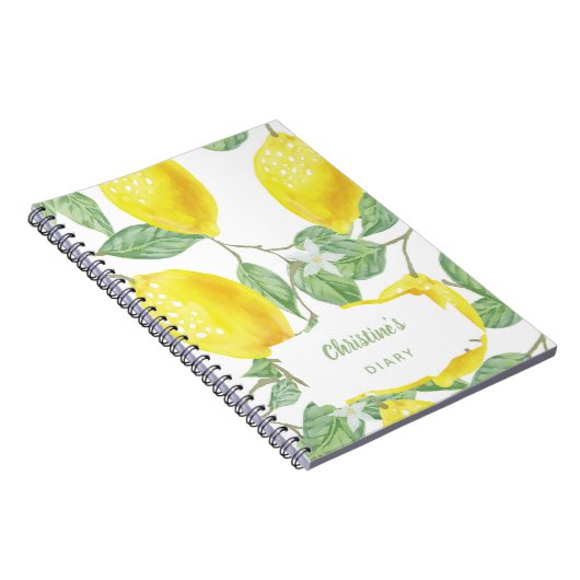 Carnet Courrier citrons couleur eau été jaune nom (Côté Droit)