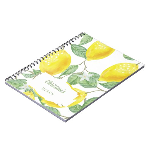 Carnet Courrier citrons couleur eau été jaune nom (Côté gauche)