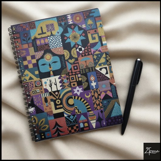 Carnet Courtepatchwork de style folk art aux tons feutrés