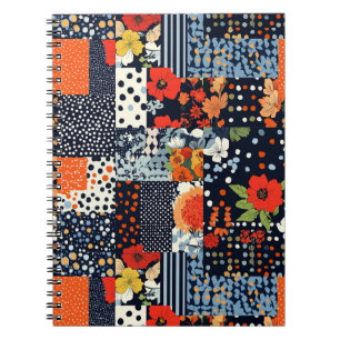 Carnet Courtepoint fleuri patchwork marine vintage