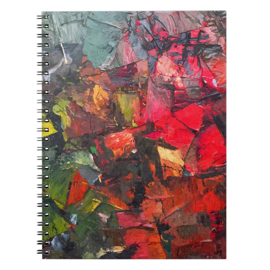 Carnet Couteau Abstrait de palettes vert rouge texturé (Devant)