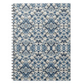 Carnet Couverture à motif damassé floral bleu (Devant)