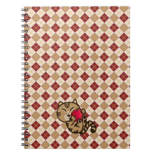 Carnet couverture bébé chat et pomme (Devant)