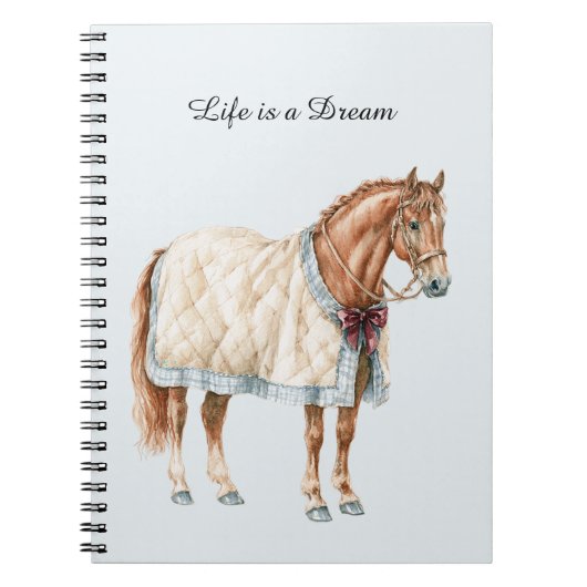 Carnet Couverture Bleue Blanche Cheval (Devant)