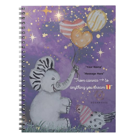 Carnet Couverture "Eleze Elephant & Polka Hen" (Devant)