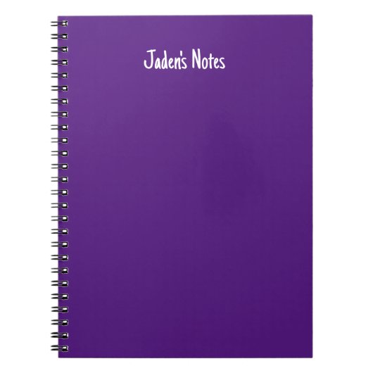 Carnet Couverture simple violette écriture nom personnel (Devant)
