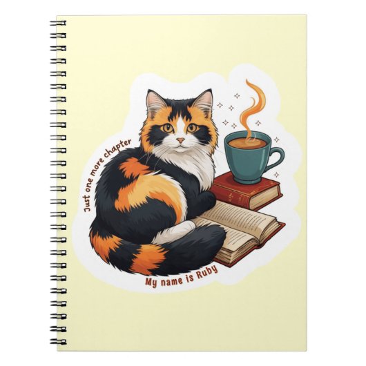 Carnet Cozy Calico Cat Personalized Spiral Notebook (Devant)