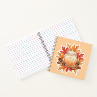 Carnet Cozy Fall Candle with Maple Leaves | Autumn Design