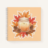 Carnet Cozy Fall Candle with Maple Leaves | Autumn Design (Devant)