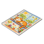Carnet Cozy Orange Cat on Windowsill Whimsical Crayon Art (Côté gauche)