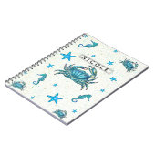 Carnet Crabe bleu de plage moderne étoile de mer hippocam (Côté gauche)