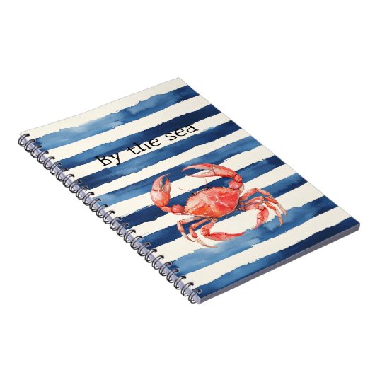 Carnet Crabe rouge de plage rayures bleues (Côté Droit)