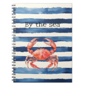 Carnet Crabe rouge de plage rayures bleues (Devant)