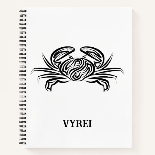 Carnet Crabe tribal noir et blanc (Devant)