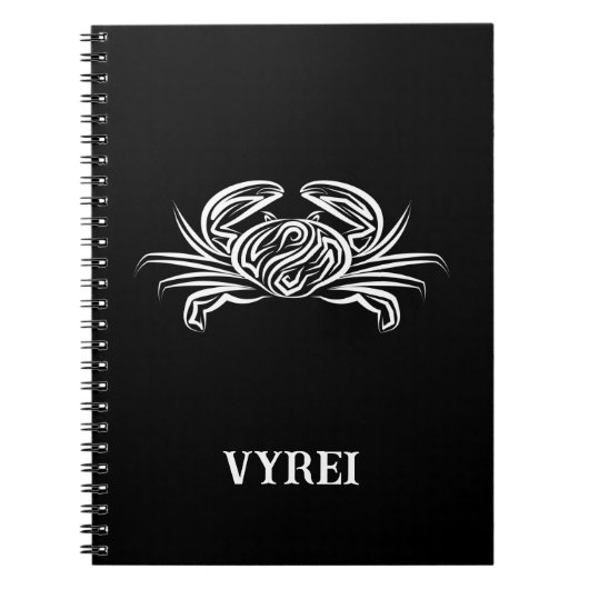 Carnet Crabe tribal noir et blanc (Devant)