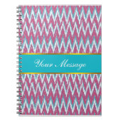 Carnet Cranberry et Turquoise Motif iKat ZigZag (Devant)
