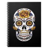 Carnet Crâne à sucre rose jaune sur noir (Devant)