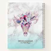 Carnet Crâne Boho Tribal & or Rose Faux Marble Ombre (Dos)