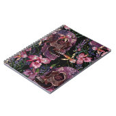 Carnet Crâne brodé : Motif gothique de l'orchidée (Côté gauche)