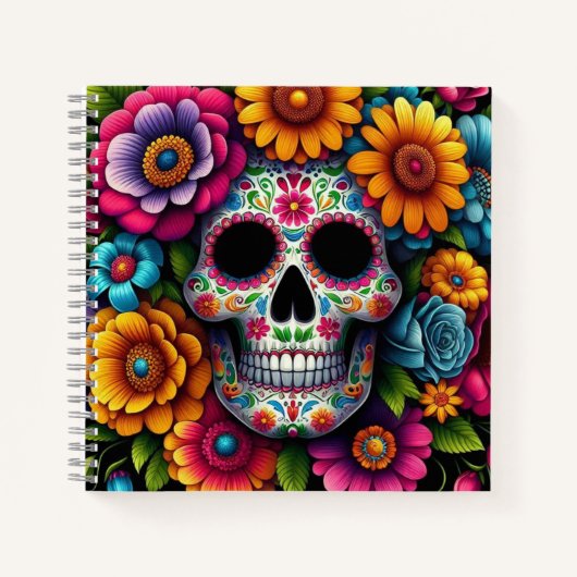 Carnet crâne de fleurs ! (Devant)