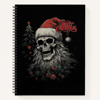 Carnet Crâne de squelette drôle de Noël joyeux Santa appa