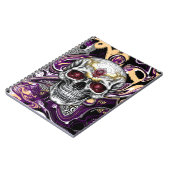 Carnet Crâne de sucre noir, violet et or (Côté gauche)