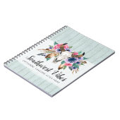 Carnet Crâne de vache à fleurs rustiques aquarelle bois b (Côté gauche)