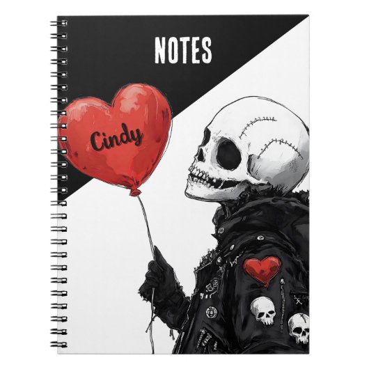 Carnet Crâne éffrayant - Personnalisable avec ballon (Devant)