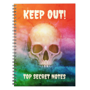 Carnet Crâne effrayant. Tenir à l'écart ! Notes top secre