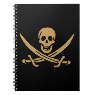 Carnet Crâne et Cutlass d'or aztèque Pirate Calico Jack