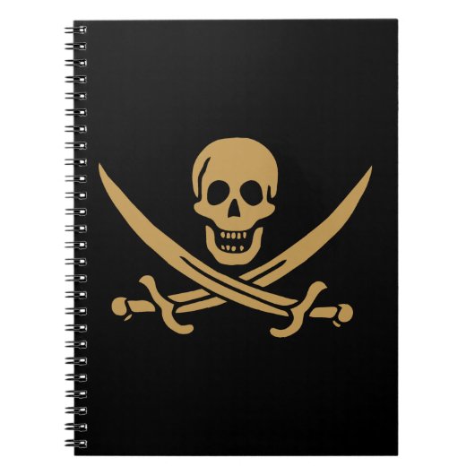 Carnet Crâne et Cutlass d'or aztèque Pirate Calico Jack (Devant)
