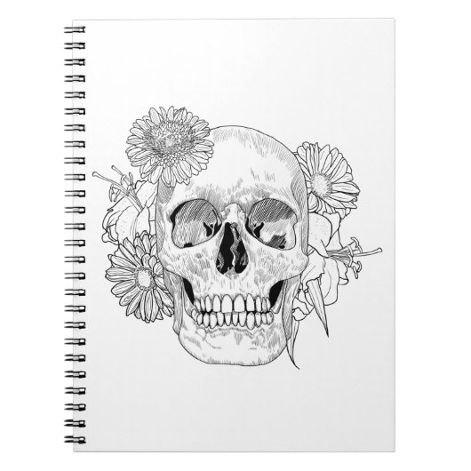 Carnet Crâne et fleurs inspirés (Devant)