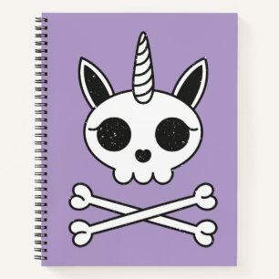 Carnet Crâne et os croisés de licorne