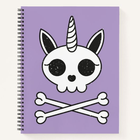 Carnet Crâne et os croisés de licorne (Devant)
