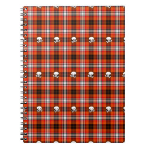 Carnet Crâne et os croisés Plaque rouge et noire