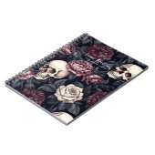 Carnet Crâne gothique foncé Mauve Floral Botanical (Côté gauche)