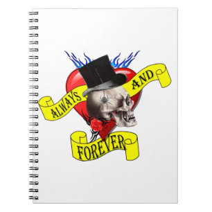 Carnet Crâne gothique romantique et coeur d'amour