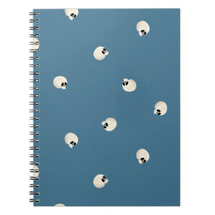 Carnet Crâne mignon kawaii aléatoire points bleu clair