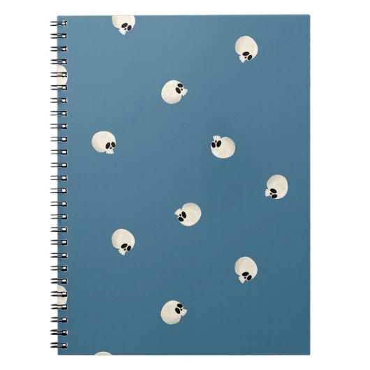 Carnet Crâne mignon kawaii aléatoire points bleu clair (Devant)