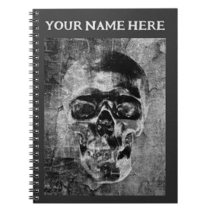 Carnet Crâne noir et blanc. Personnalisé