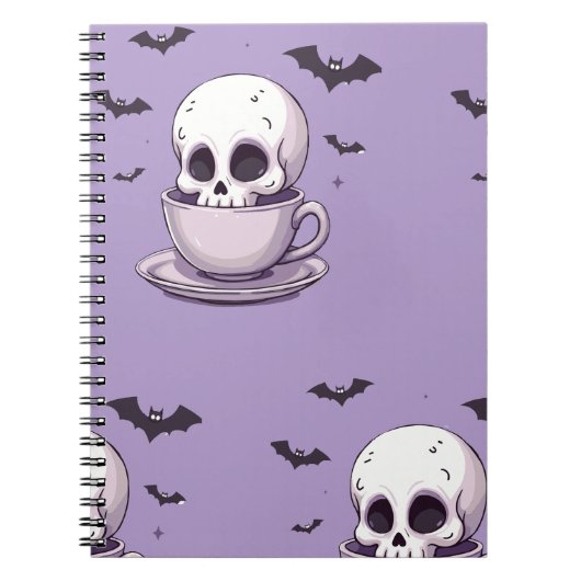 Carnet Crâne Pastel Goth dans une tasse à thé (Devant)