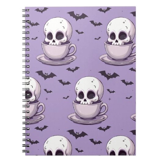 Carnet Crâne Pastel Goth dans une tasse à thé (Devant)