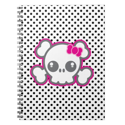Carnet crâne rose Kawaii (Devant)
