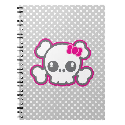 Carnet crâne rose Kawaii (Devant)