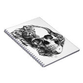 Carnet Crâne rose tiré par la main en noir et blanc. (Côté Droit)