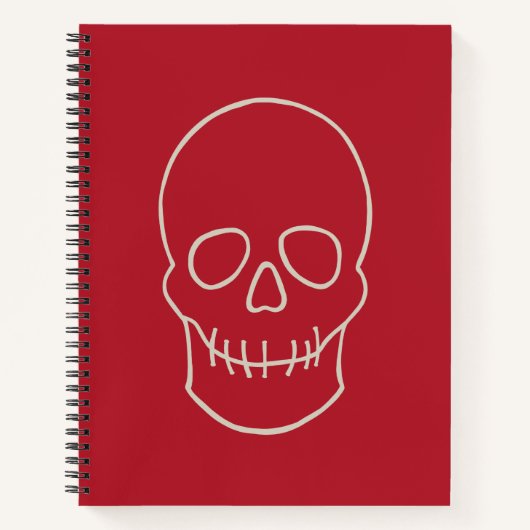 Carnet Crâne - rouge sang et blanc os (Devant)