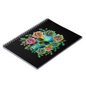 CARNET CRÂNE VERT DE LA MORT AVEC FLEURS (Côté gauche)