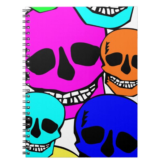 Carnet Crânes de néon de couleur vive (Devant)